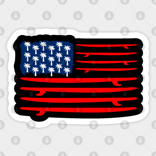 Surf American  Flag Sticker by tonyspencer